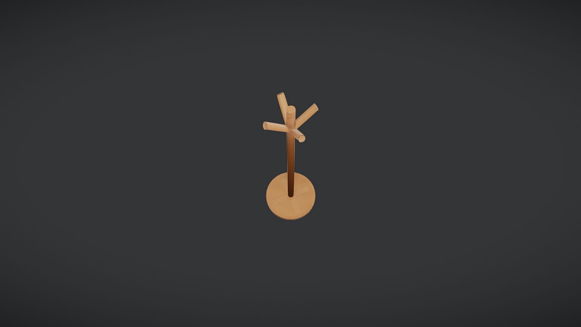 wooden coat rack 3D model_3
