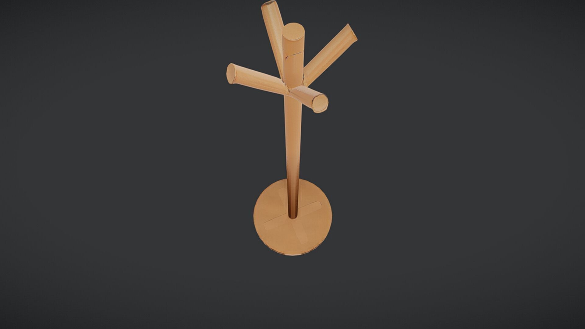 wooden coat rack 3D model_4