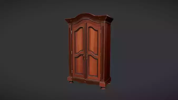 Classic wooden wardrobe with ornate design