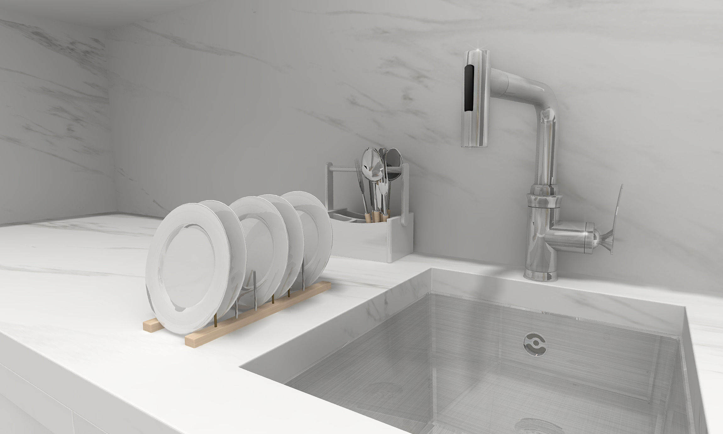  sink faucet silver version  3D model_1