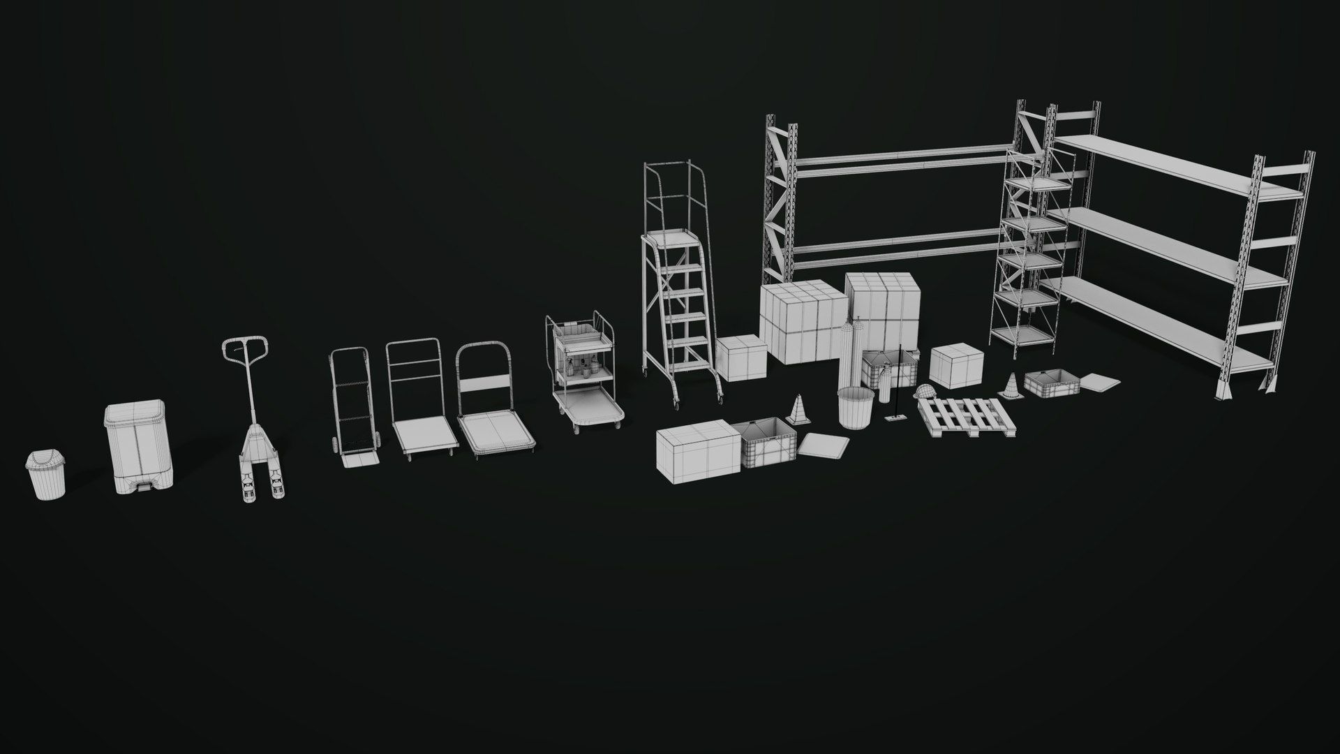 Cargo Pallets and Forklift Trucks Collection All PBR Textures _12