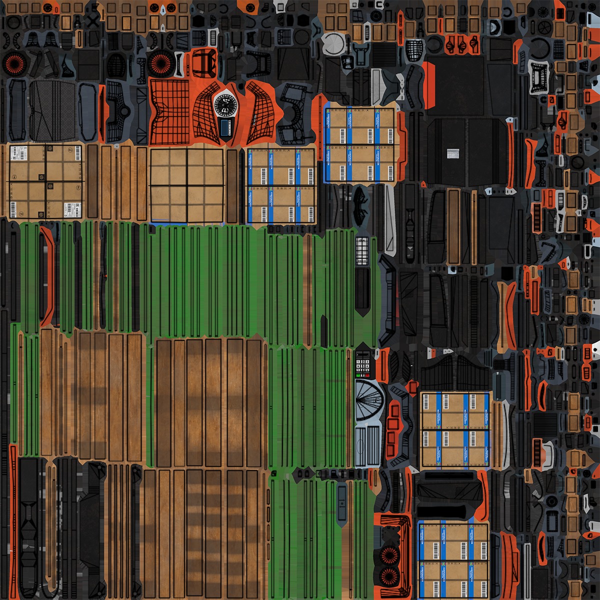 Cargo Pallets and Forklift Trucks Collection All PBR Textures _42