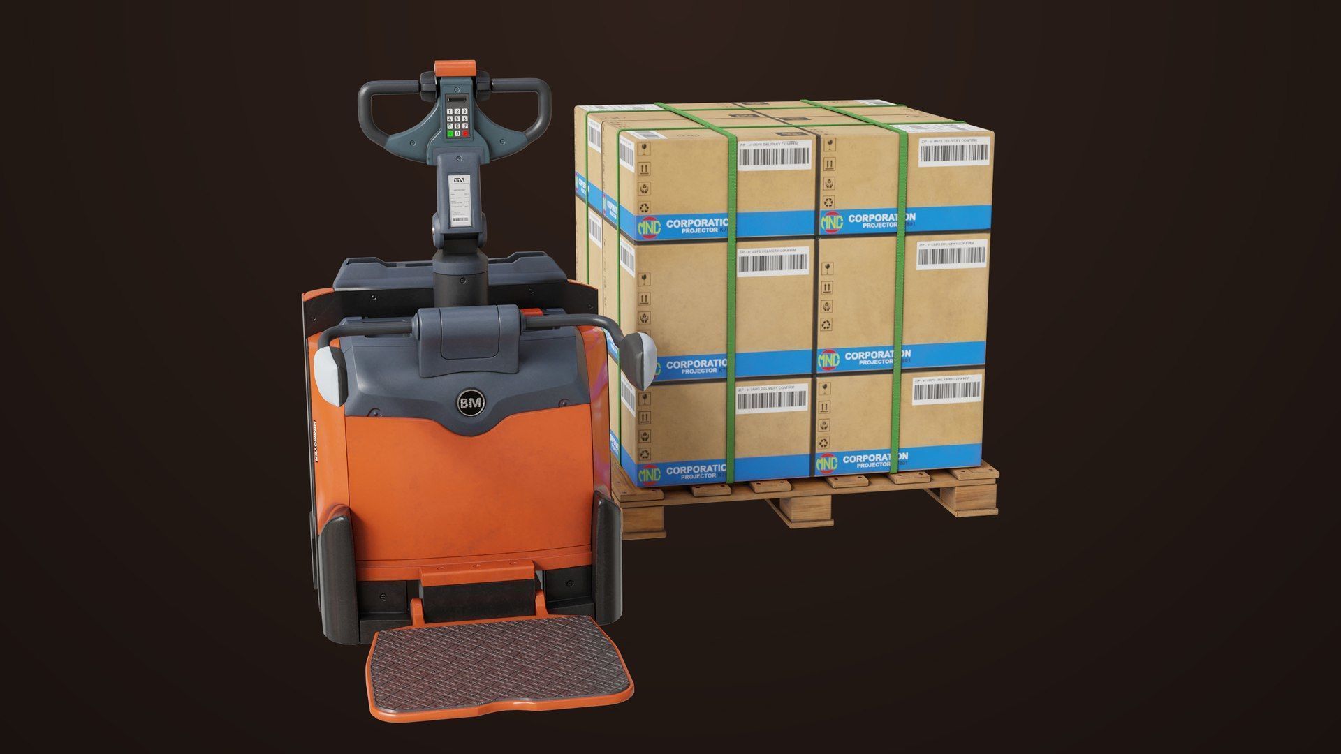 Cargo Pallets and Forklift Trucks Collection All PBR Textures _36