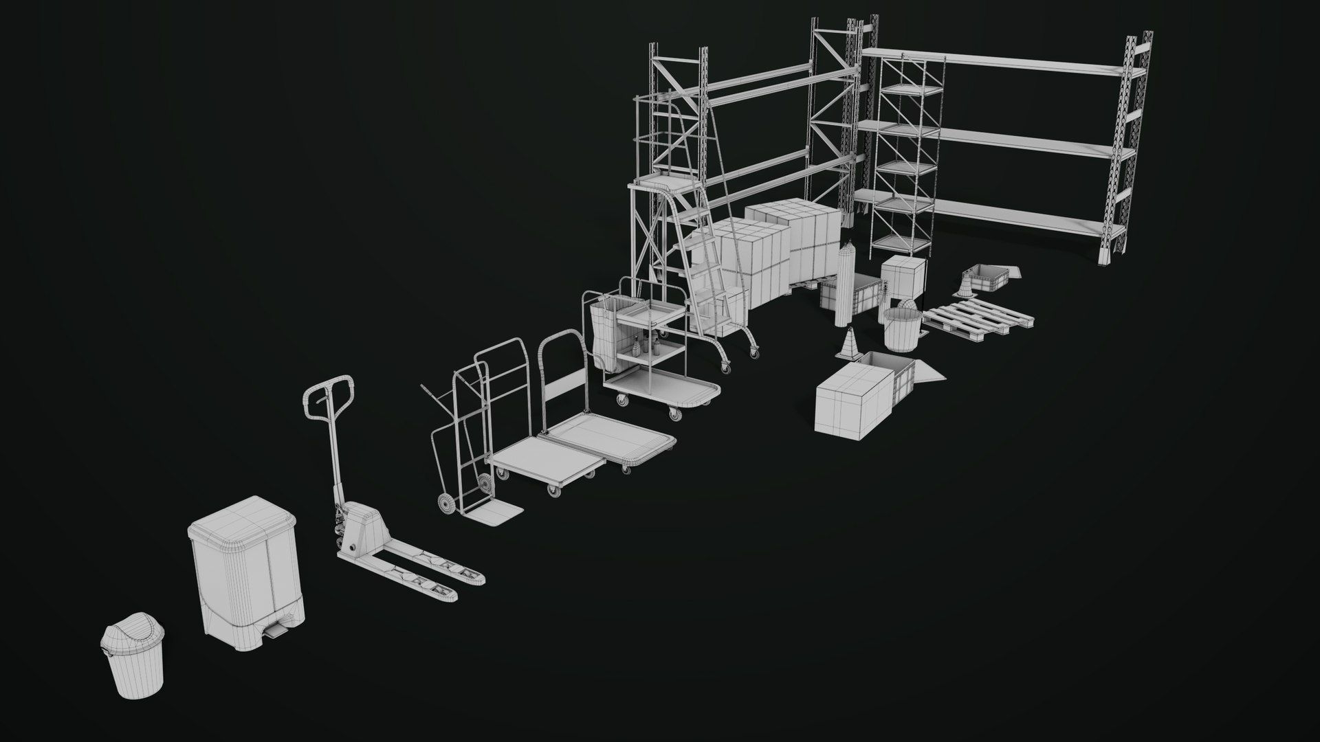 Cargo Pallets and Forklift Trucks Collection All PBR Textures _13