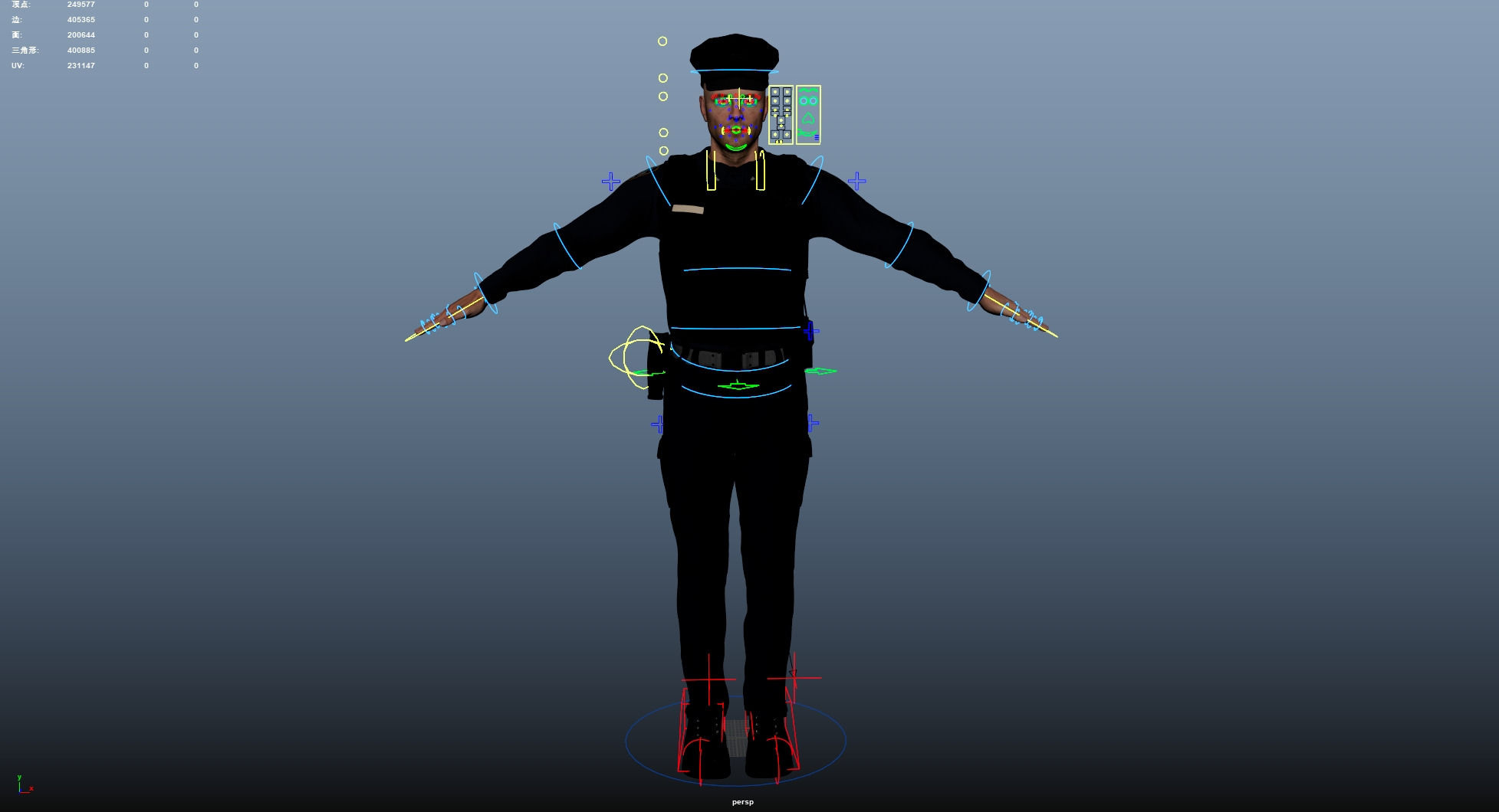 Police Male Low-poly 3D model_22