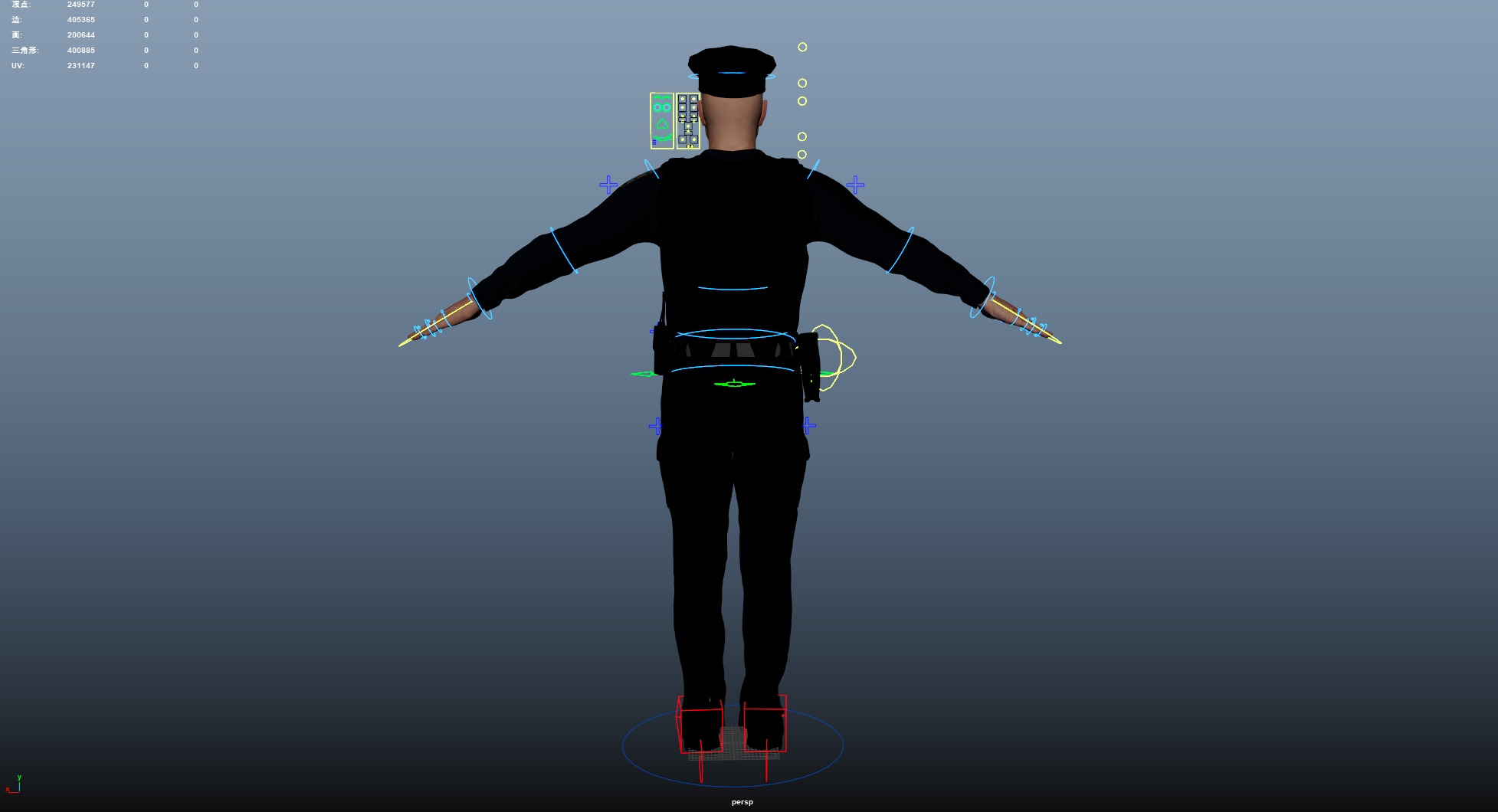 Police Male Low-poly 3D model_27