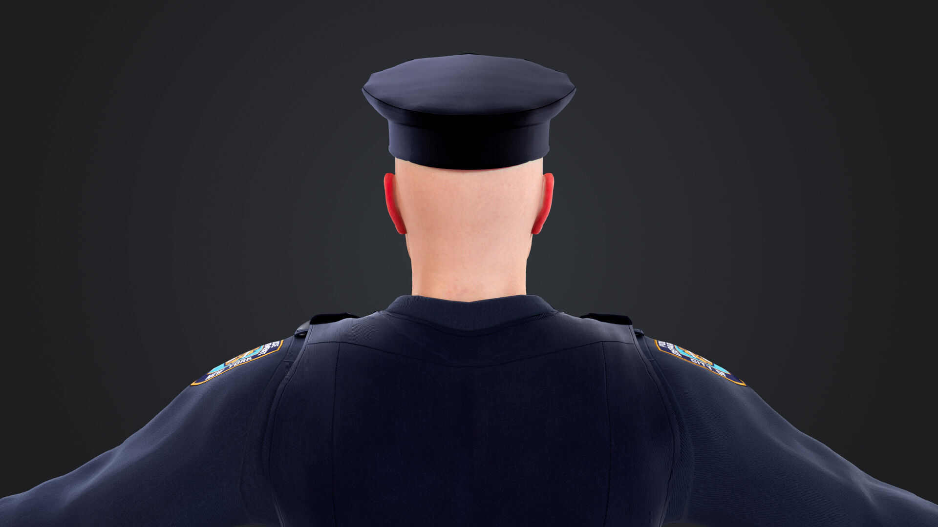 Police Male Low-poly 3D model_16