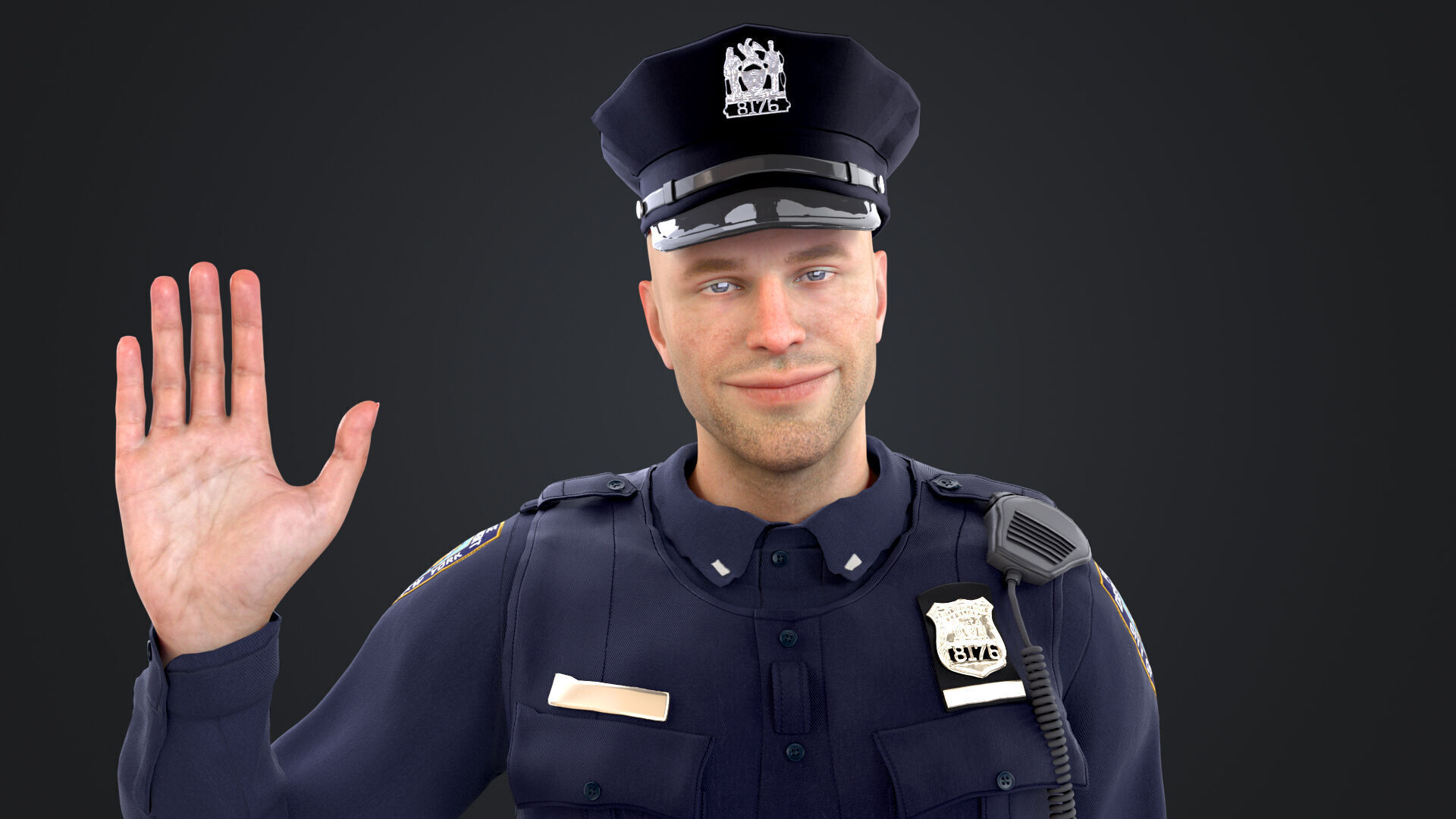 Police Male Low-poly 3D model_2