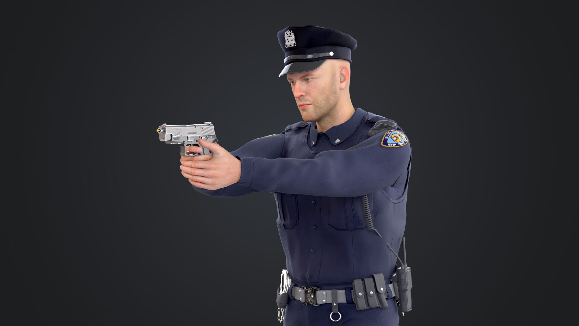 Police Male Low-poly 3D model_6