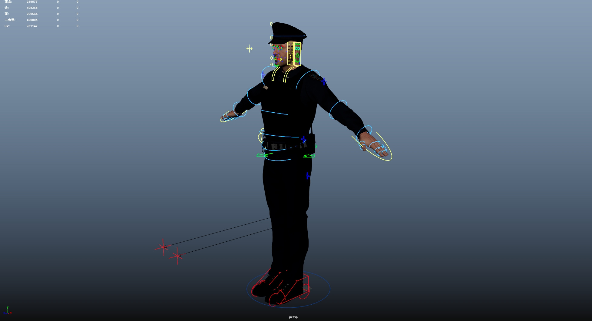 Police Male Low-poly 3D model_24