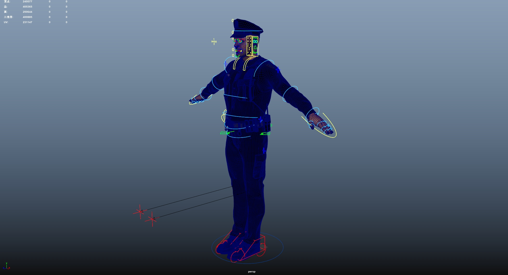 Police Male Low-poly 3D model_25