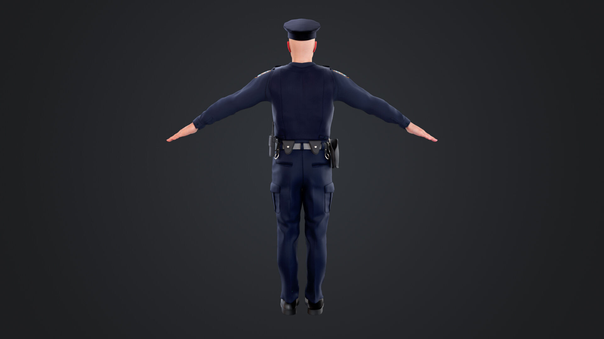 Police Male Low-poly 3D model_11