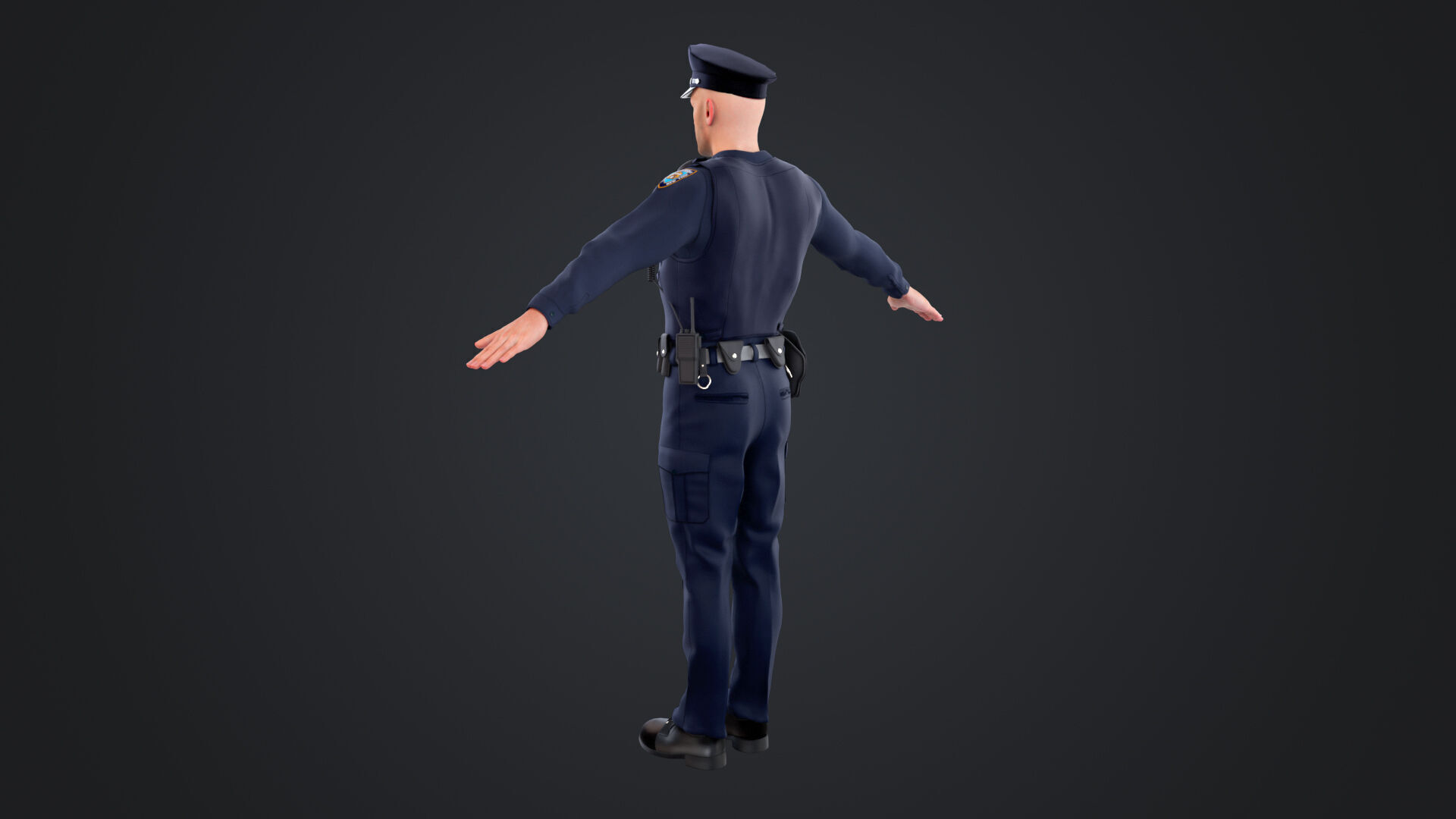 Police Male Low-poly 3D model_10