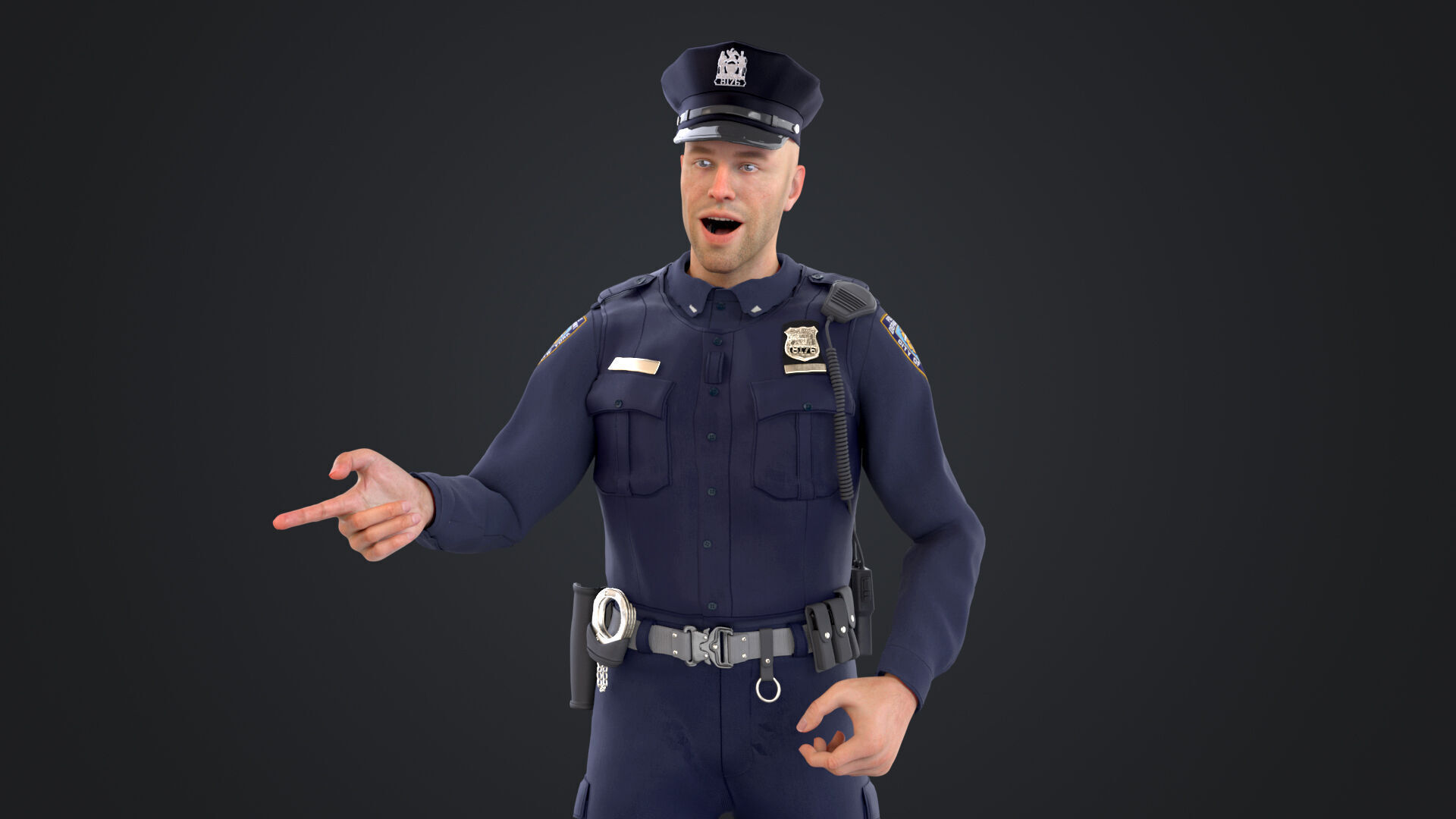 Police Male Low-poly 3D model_4