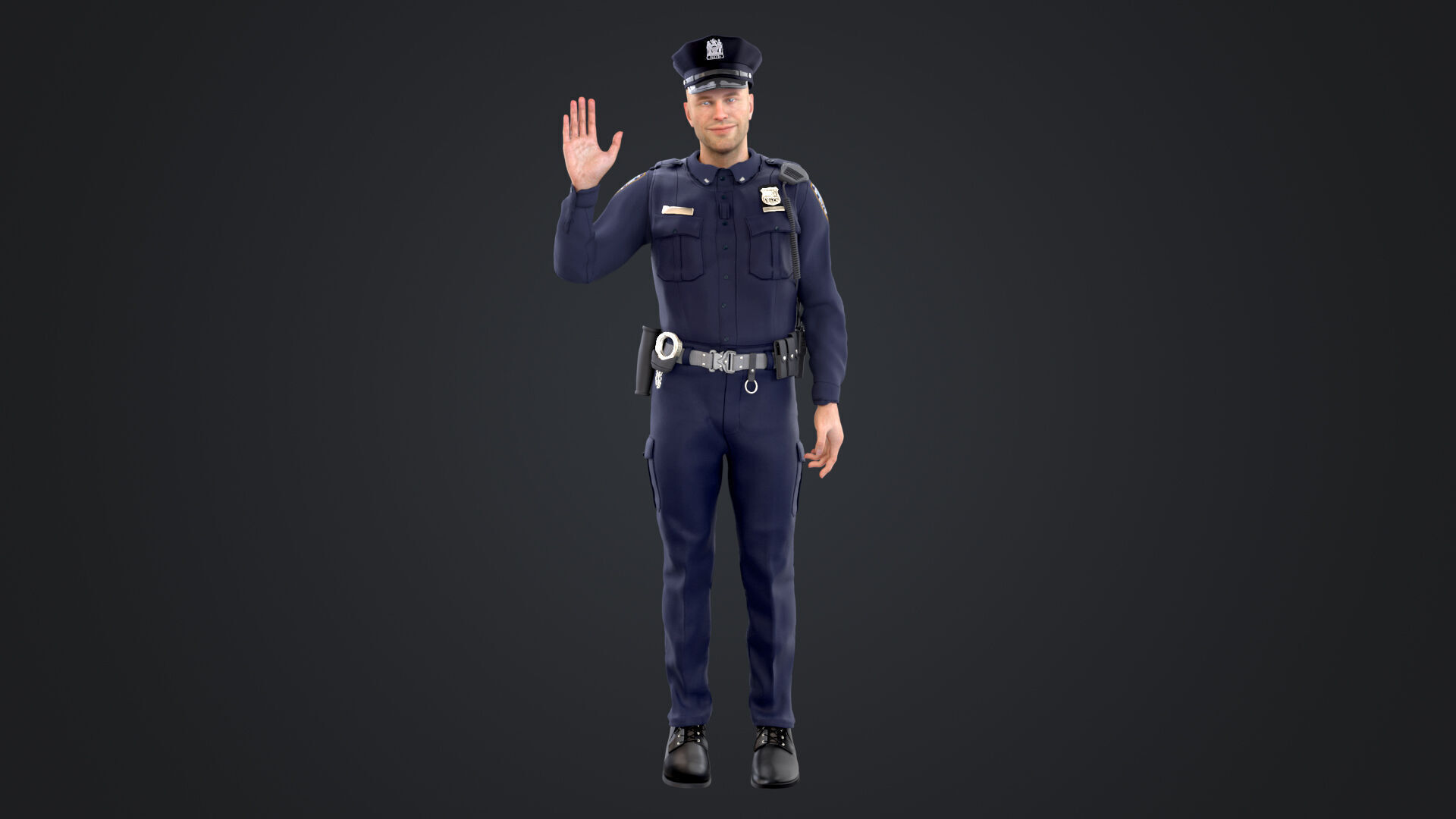 Police Male Low-poly 3D model_1