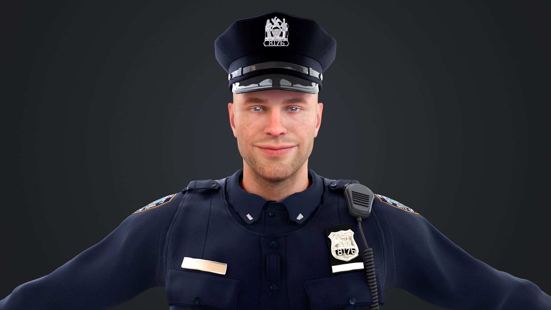Police Male Low-poly 3D model_17