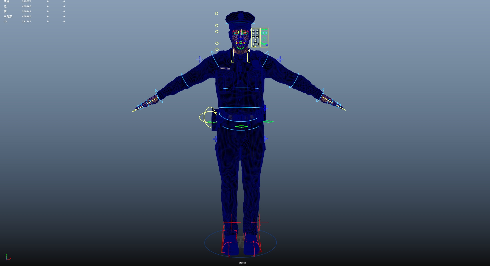 Police Male Low-poly 3D model_23