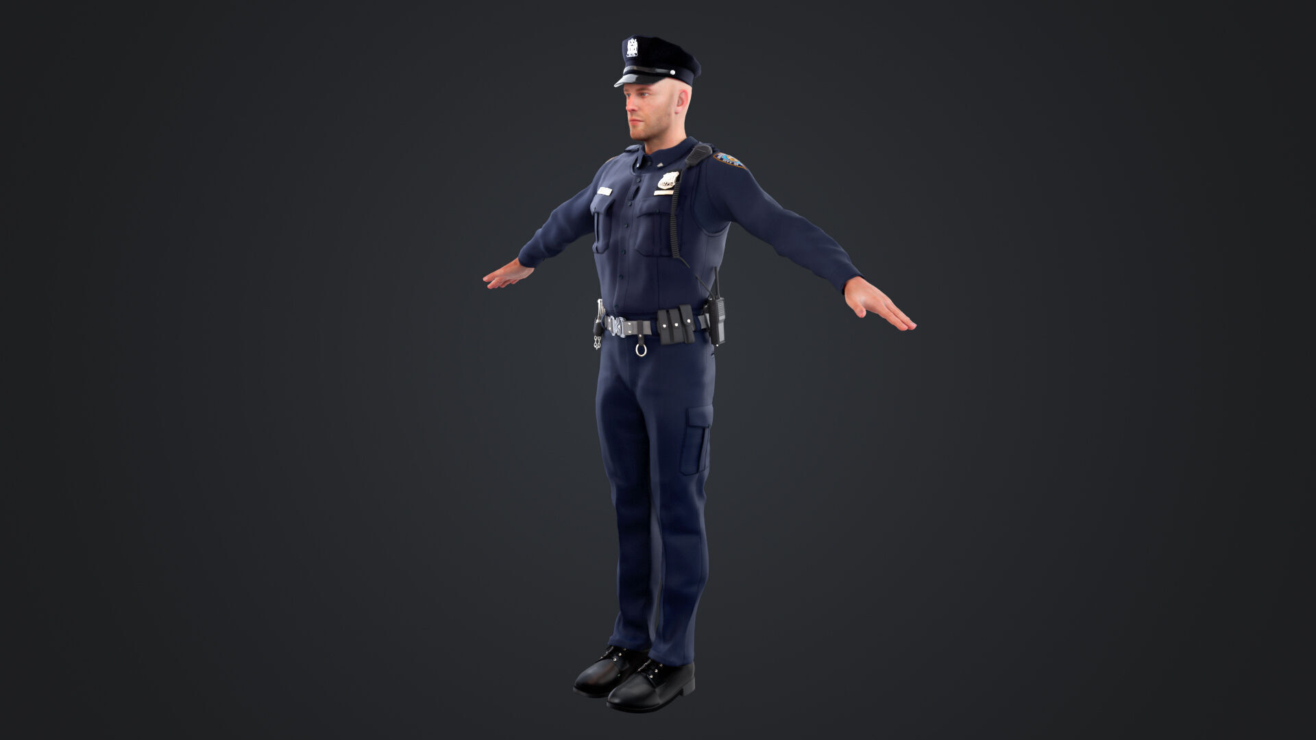 Police Male Low-poly 3D model_8