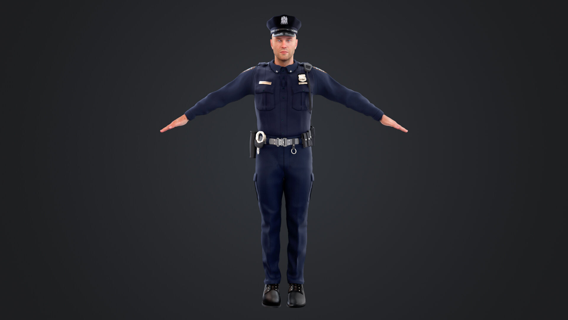 Police Male Low-poly 3D model_7
