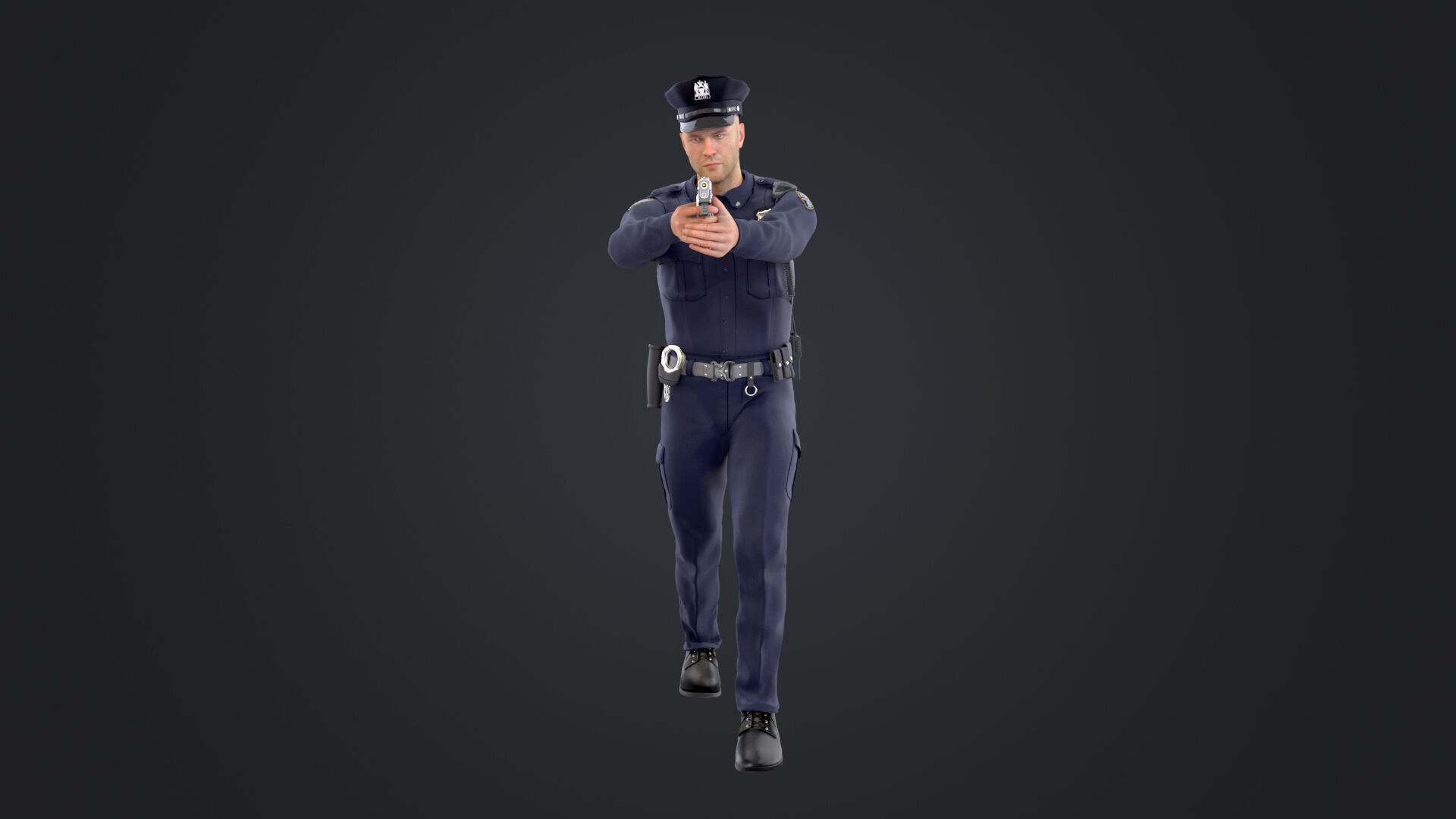 Police Male Low-poly 3D model_5