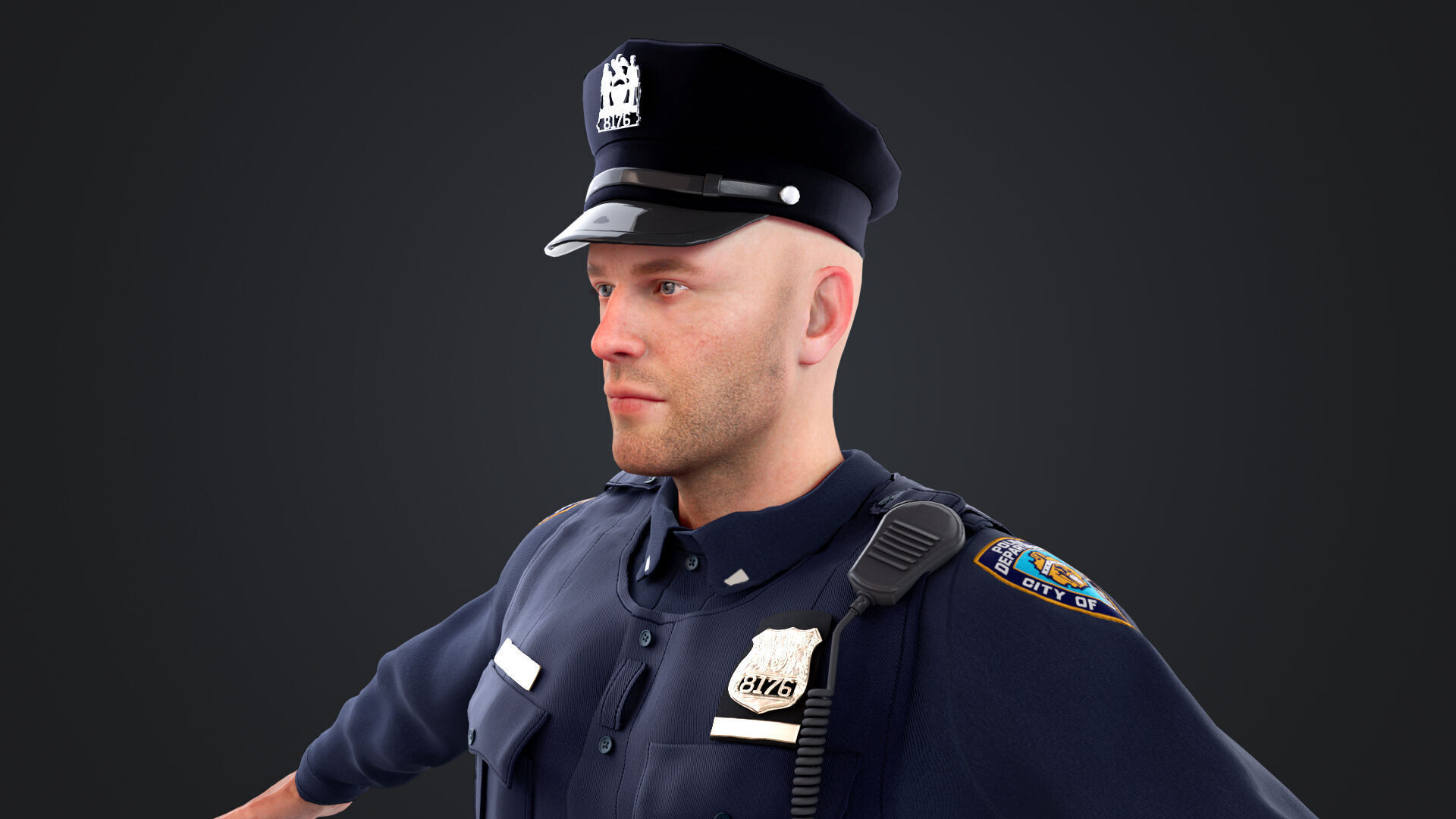Police Male Low-poly 3D model_13