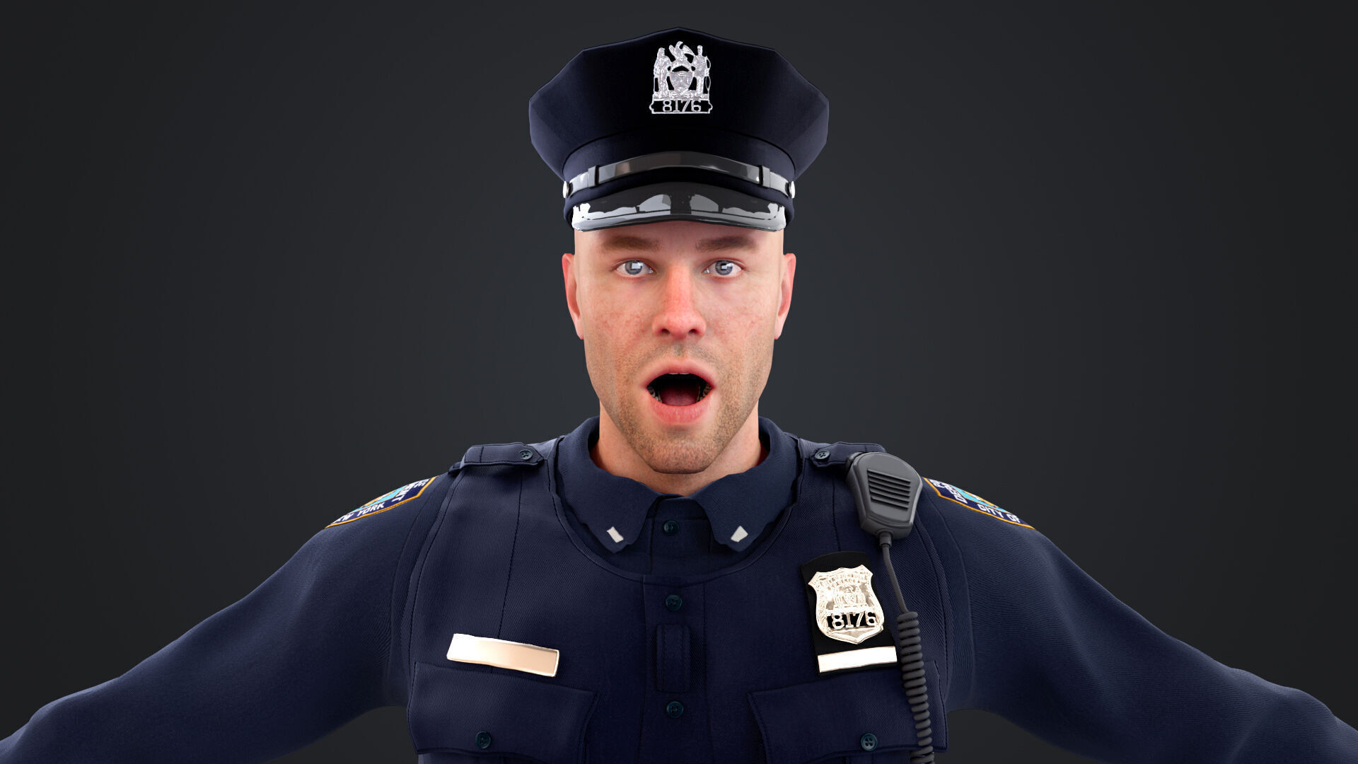 Police Male Low-poly 3D model_20