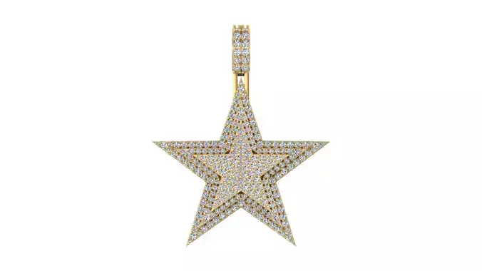 Five and Pointed Star Pave Diamond Pendan