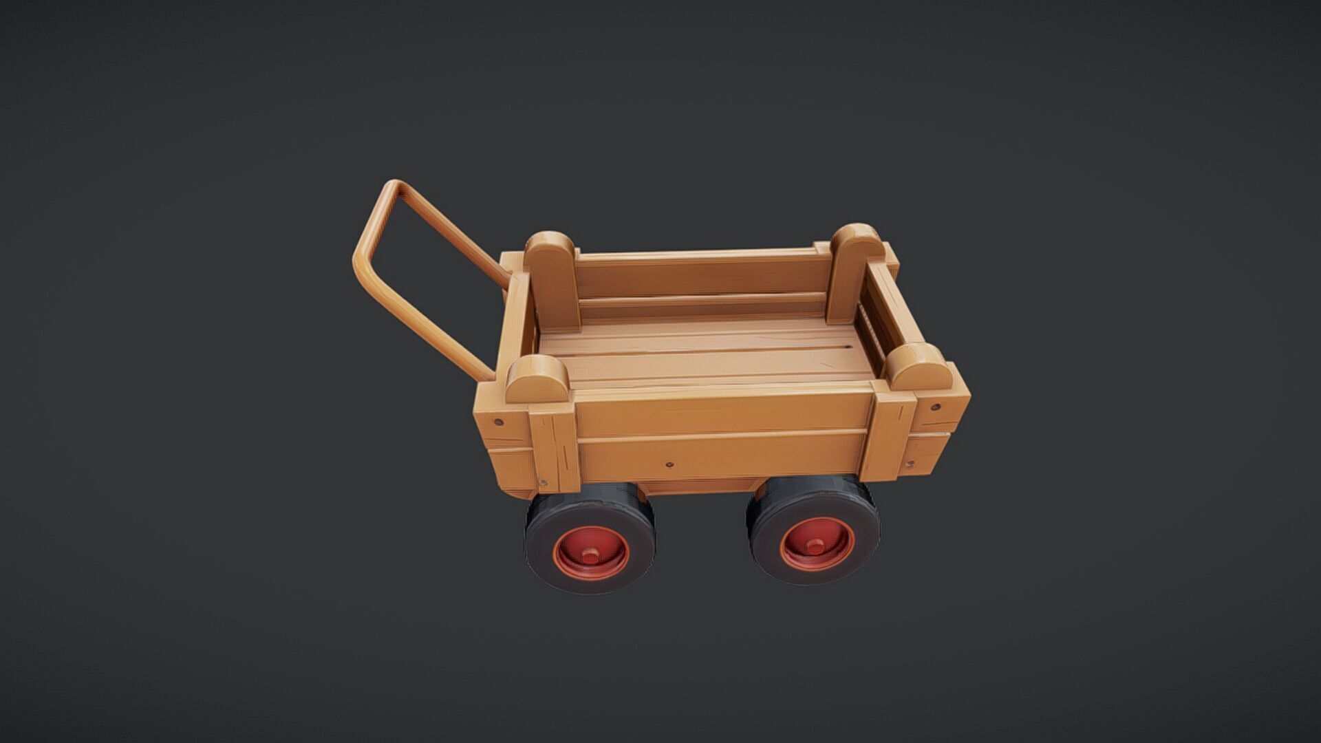 Wooden toy cart with wheels 3D model_17