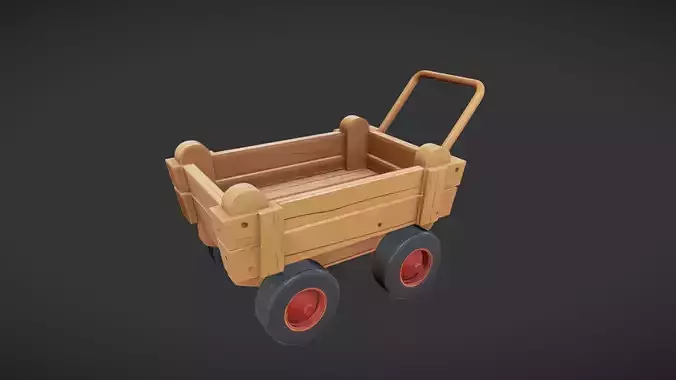 Wooden toy cart with wheels