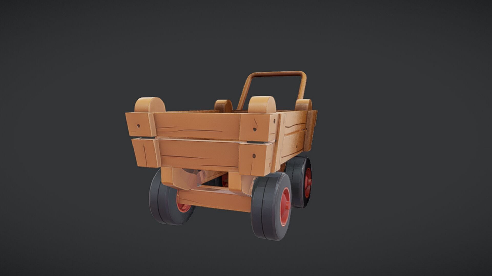 Wooden toy cart with wheels 3D model_11