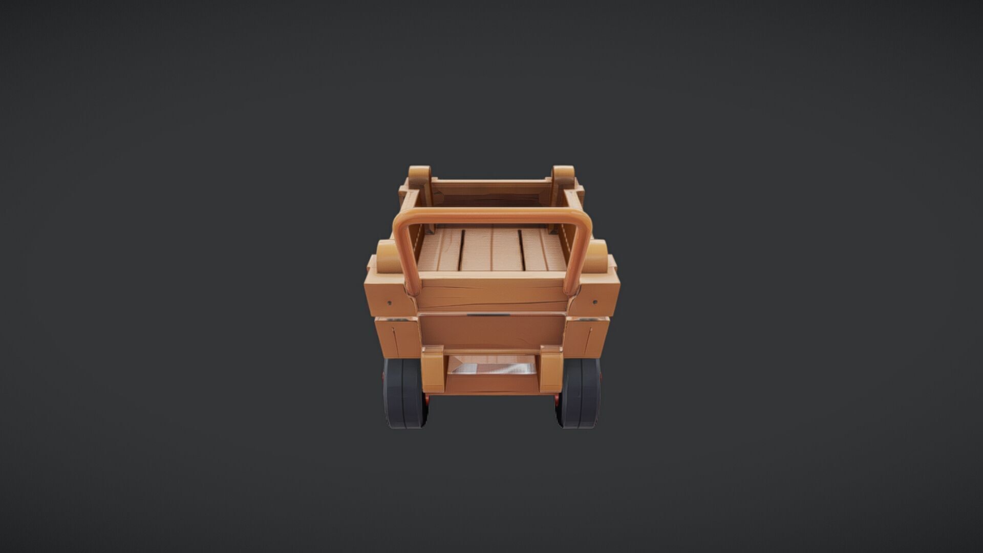 Wooden toy cart with wheels 3D model_16