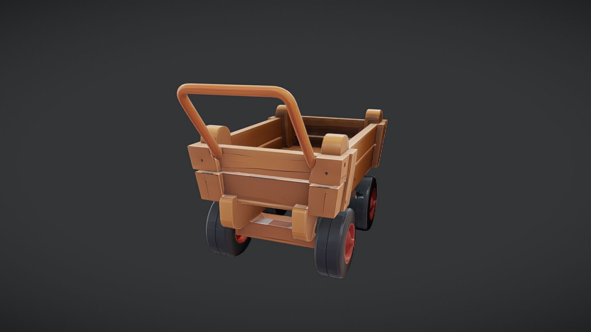 Wooden toy cart with wheels 3D model_7