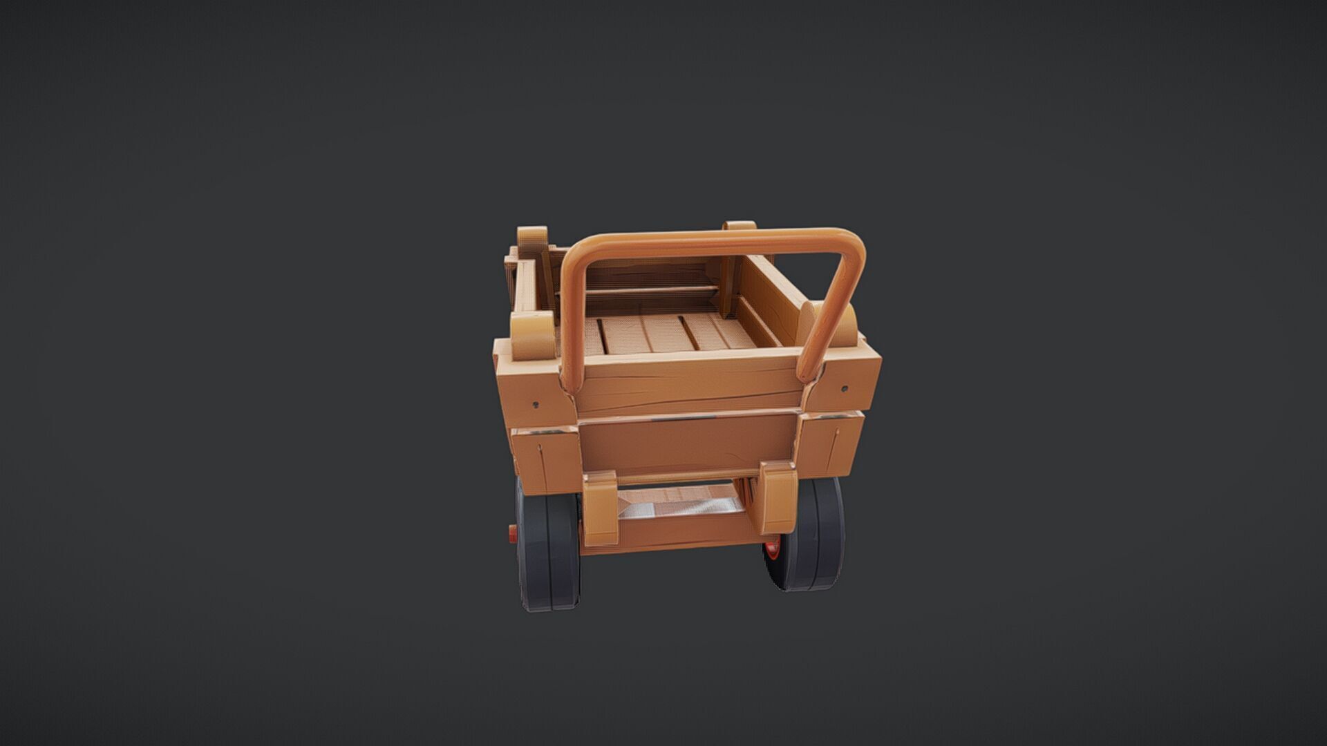 Wooden toy cart with wheels 3D model_6