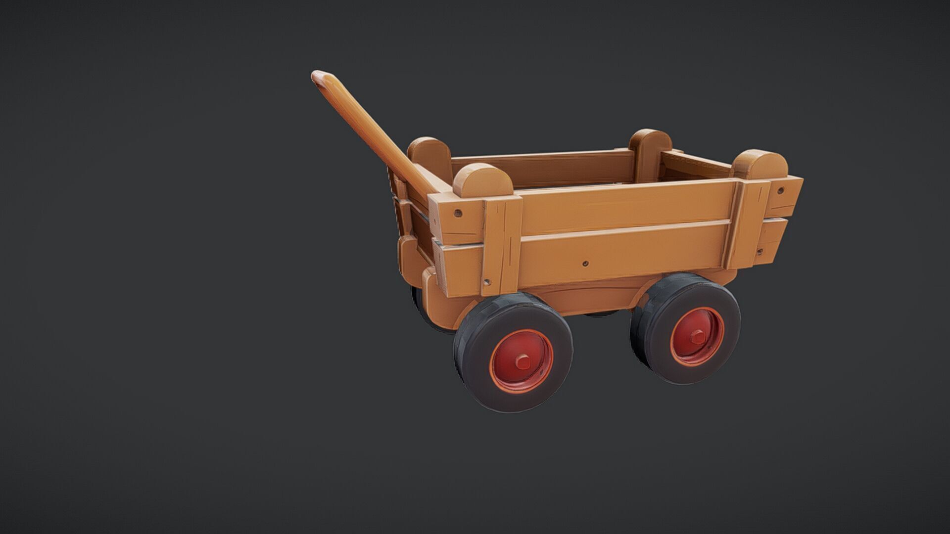 Wooden toy cart with wheels 3D model_10