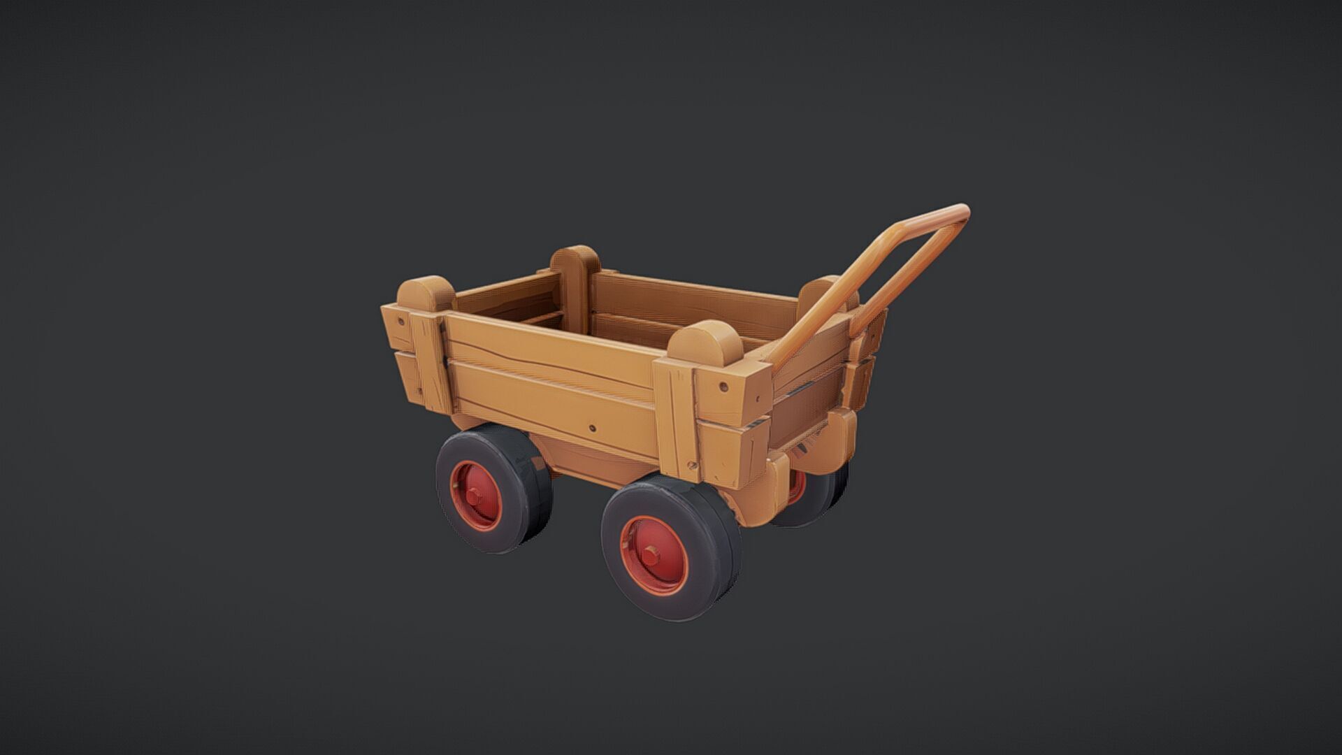 Wooden toy cart with wheels 3D model_15