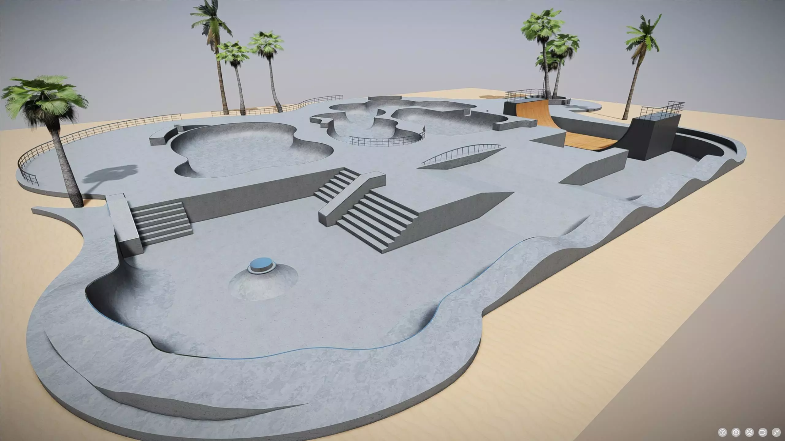 M0030 Beach Skatepark Low-poly 3D model