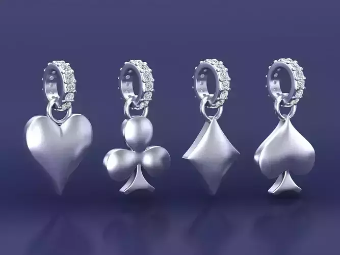 4 Elements of Poker Pendants Necklace