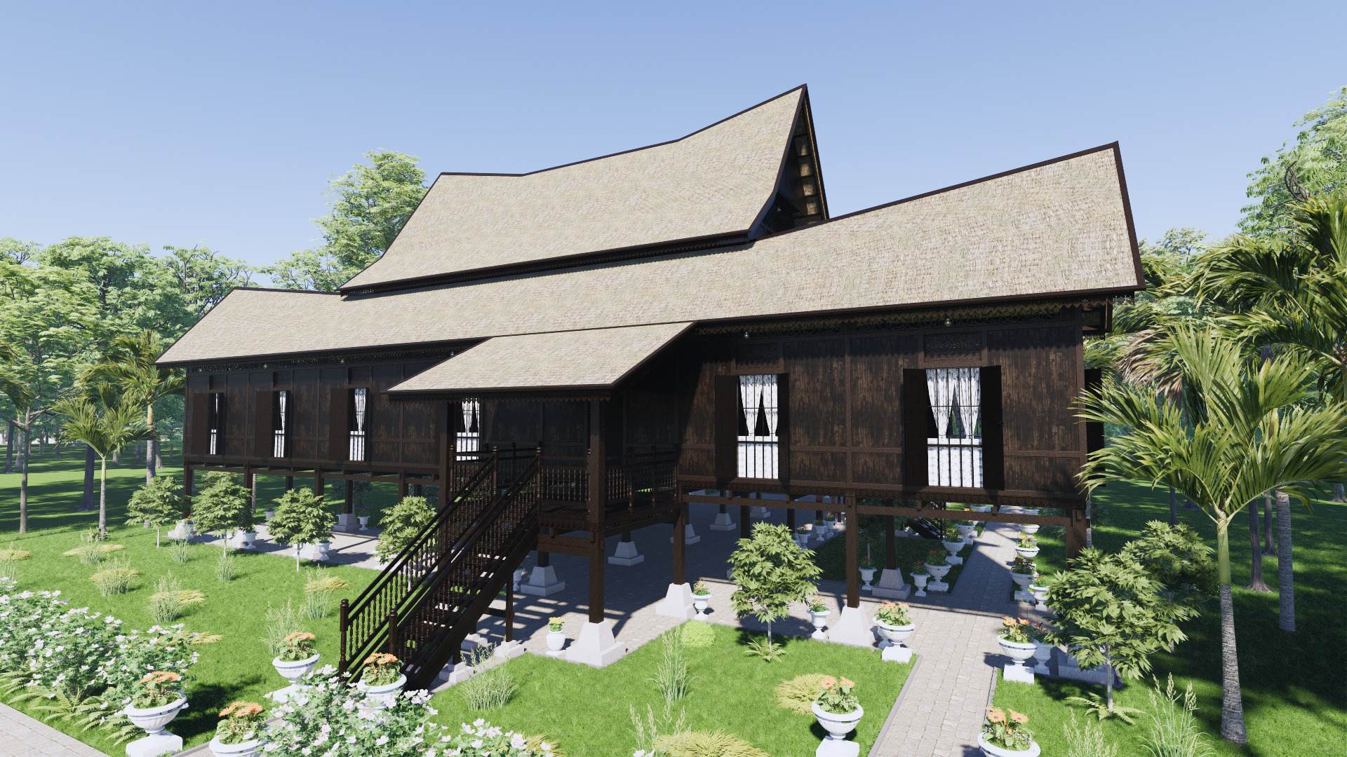 Negeri Sembilan Traditional House of Malaysia 3D model_1