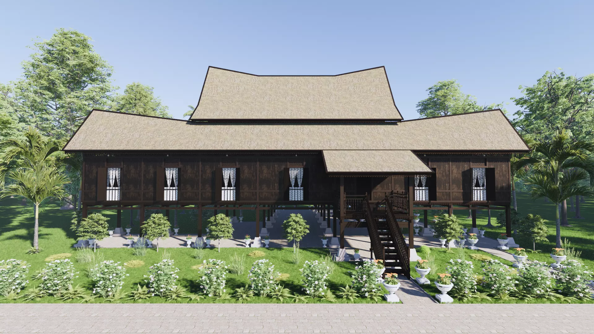 Negeri Sembilan Traditional House of Malaysia 3D model_0