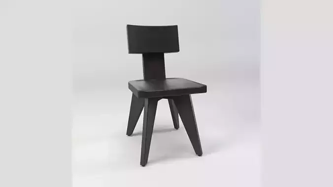 Black Wooden Dining Chair 3D Model