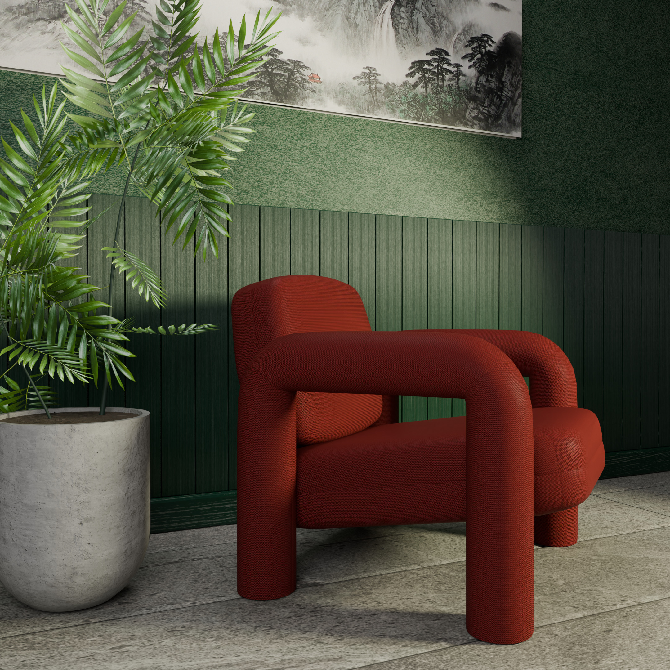Archviz Single Seat 7 Basic Scene and Lighting 3D model_2