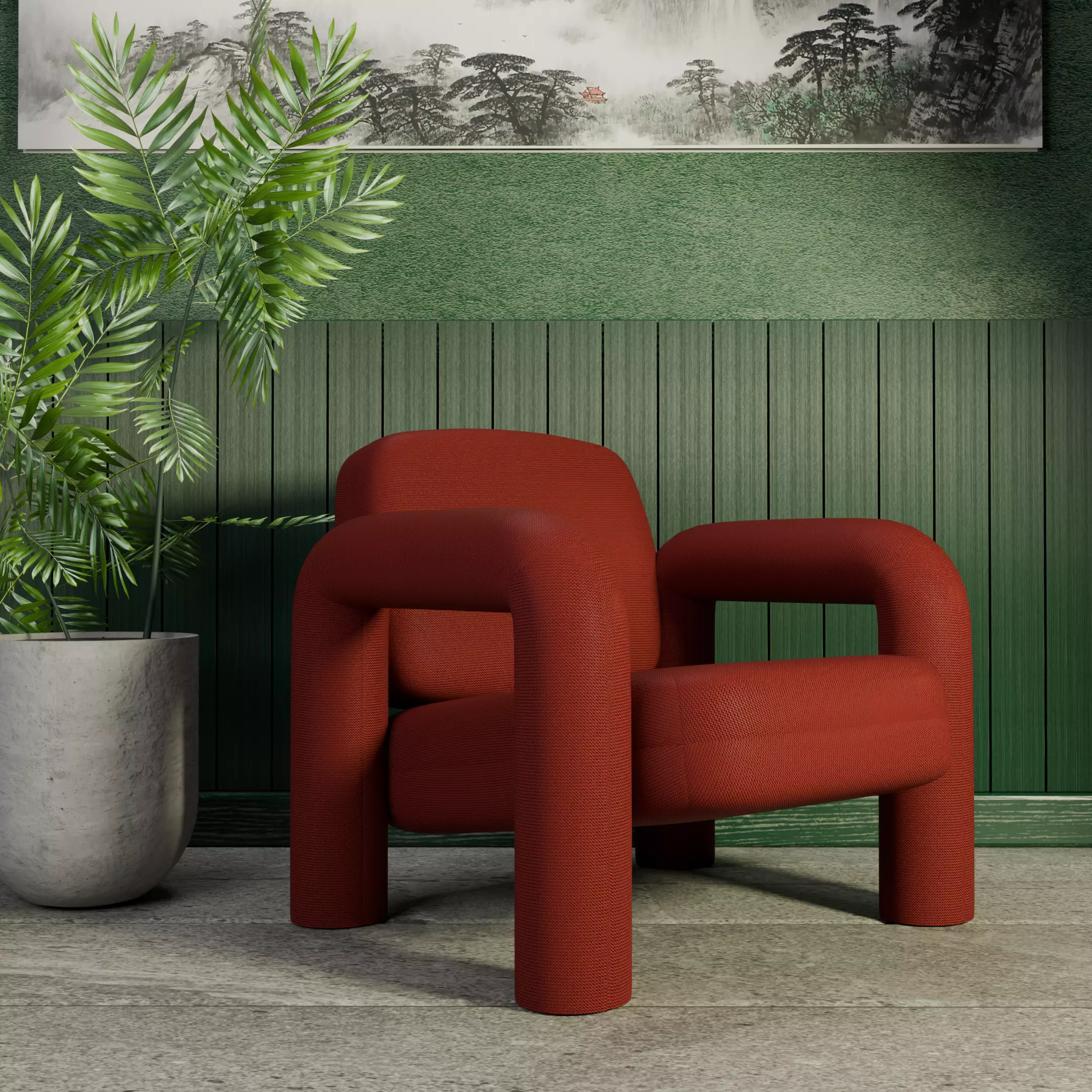 Archviz Single Seat 7 Basic Scene and Lighting 3D model_0