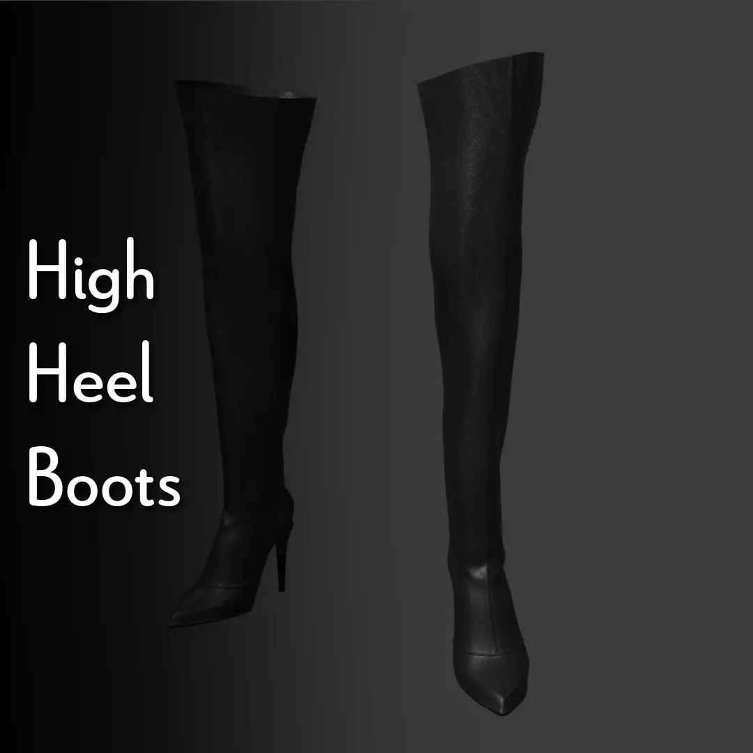 Long High Heel Boots 3D model