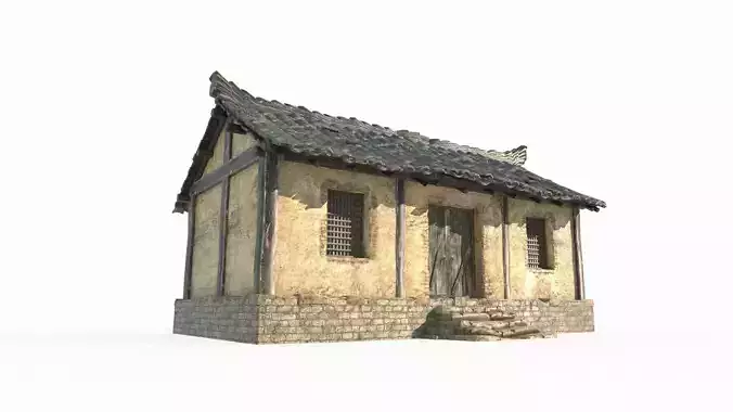 Asian ancient yellow brick houses