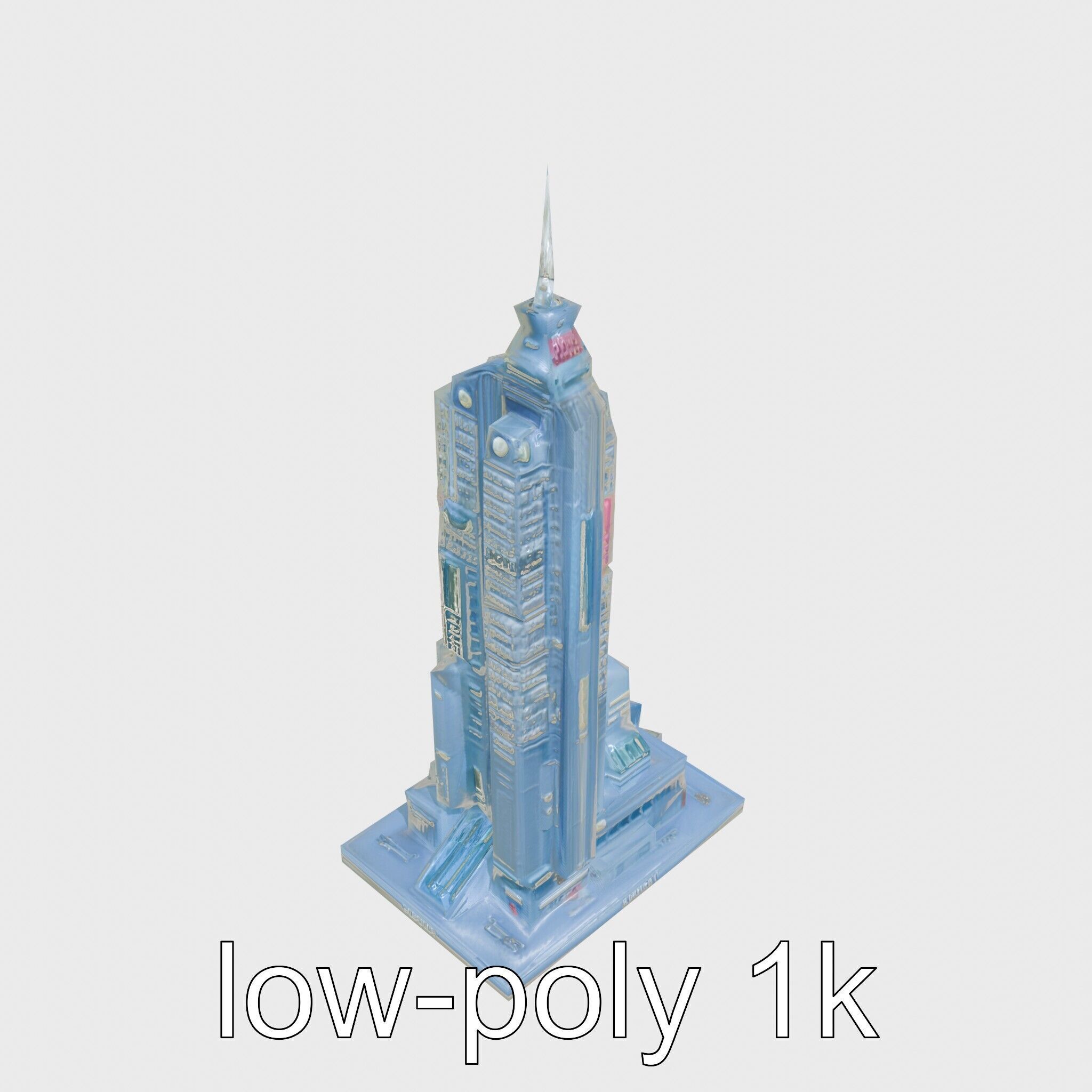 Cyberpunk Skyscraper Night Neon Lights Low-poly 3D model_11