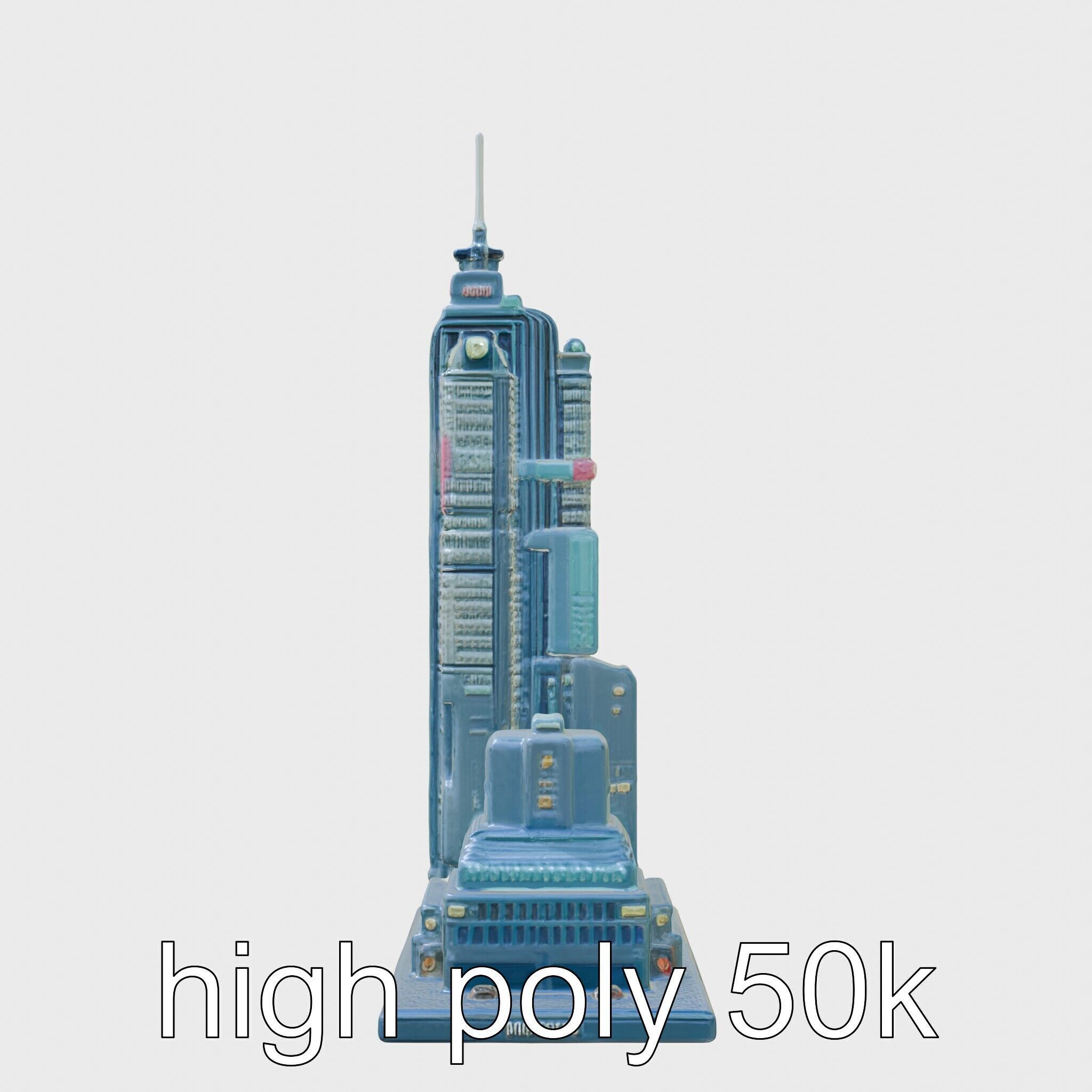 Cyberpunk Skyscraper Night Neon Lights Low-poly 3D model_8
