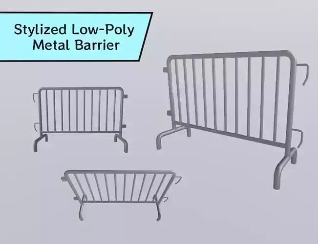 Stylized Low-Poly Metal Crowd Control Barrier 