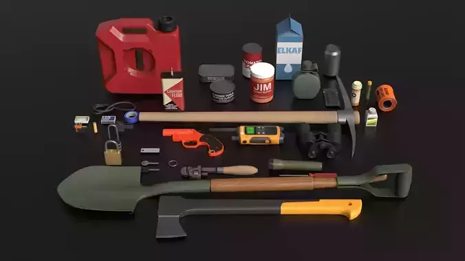 SURVIVAL low poly PROPS Free low-poly 3D model