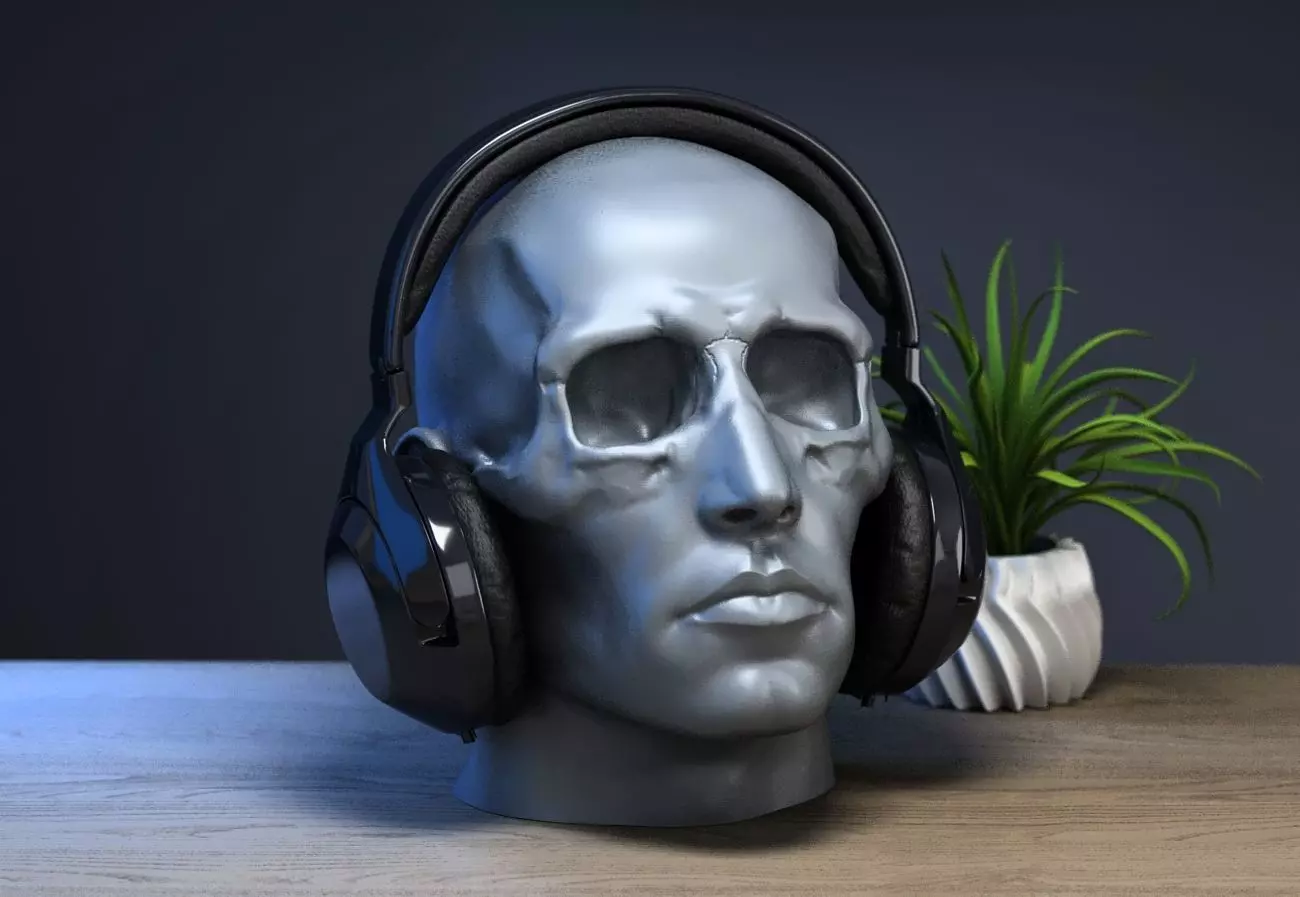 skull human mix Headphone Stand 3D print model_0