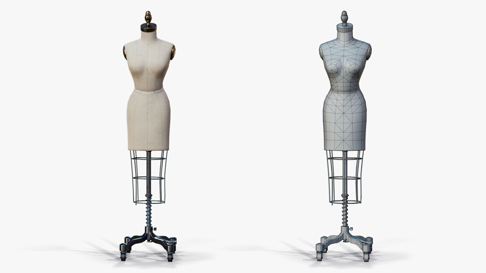 Mannequin Vintage on Wheels Low-poly 3D model_5